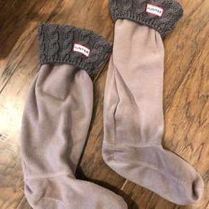 Hunter Tall Cable Knit Cuff Welly Boot Socks L